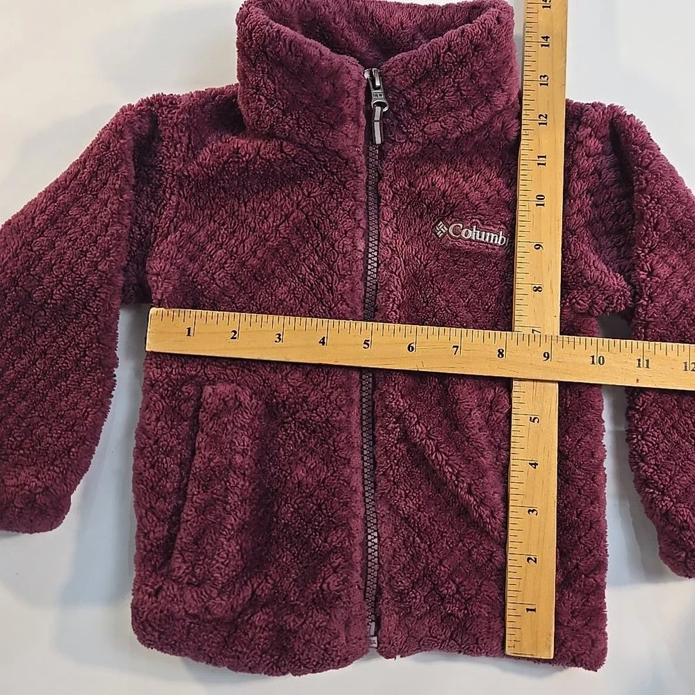 VTG Columbia Boys Girls 2T Fleece Zip Jacket Maroon Quilted Purp Full Zip Unisex